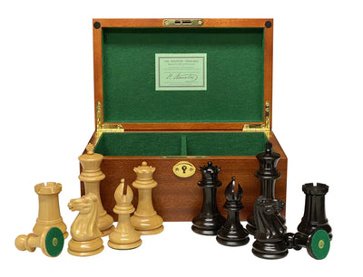 Original Staunton 1849 Reproduction Chess Pieces & Solid Ebony Acacia Chess Board - Official Staunton™ 