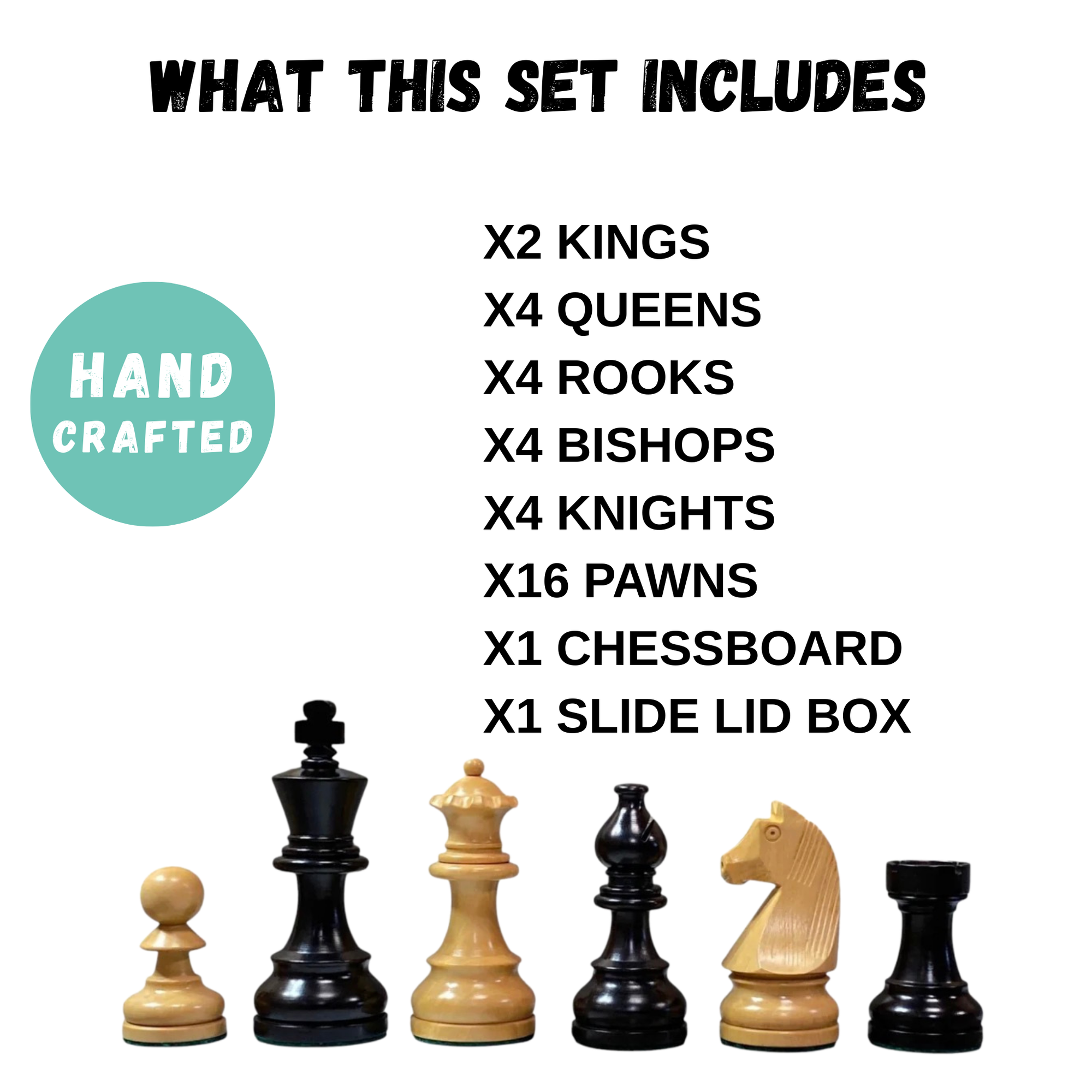 3.75" Grandmaster Black Walnut Deluxe Chess Set and Slide Lid Box