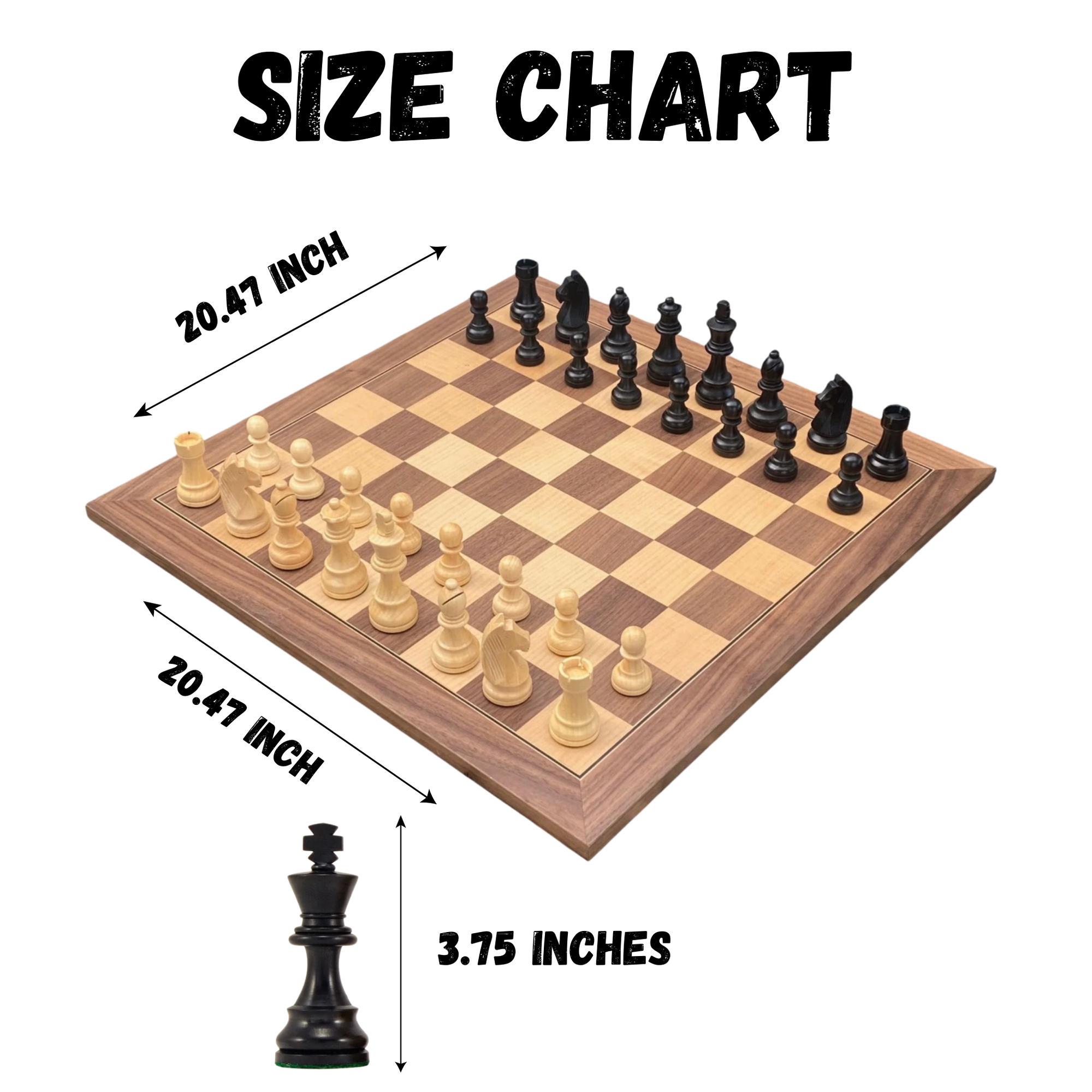 3.75" Grandmaster Black Walnut Deluxe Chess Set and Slide Lid Box