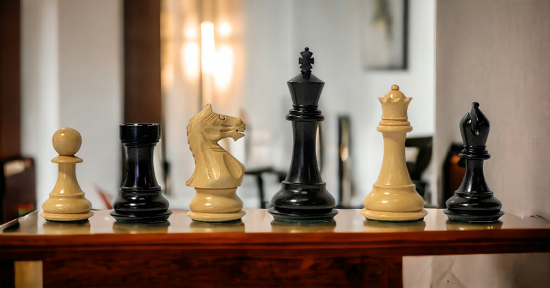 3.5" Black Queens Gambit Chess Pieces - Official Staunton™ 