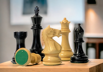 3.5" Black Queens Gambit Chess Pieces - Official Staunton™ 