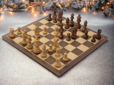 15.75 Inch Walnut Classic Acacia Chess Set - Official Staunton™ 