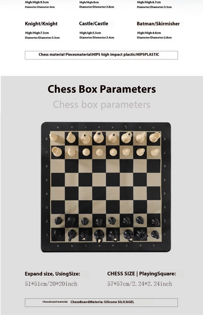 Zagreb ABS Plastic Chess Set with Silicone Board & Carry Bag