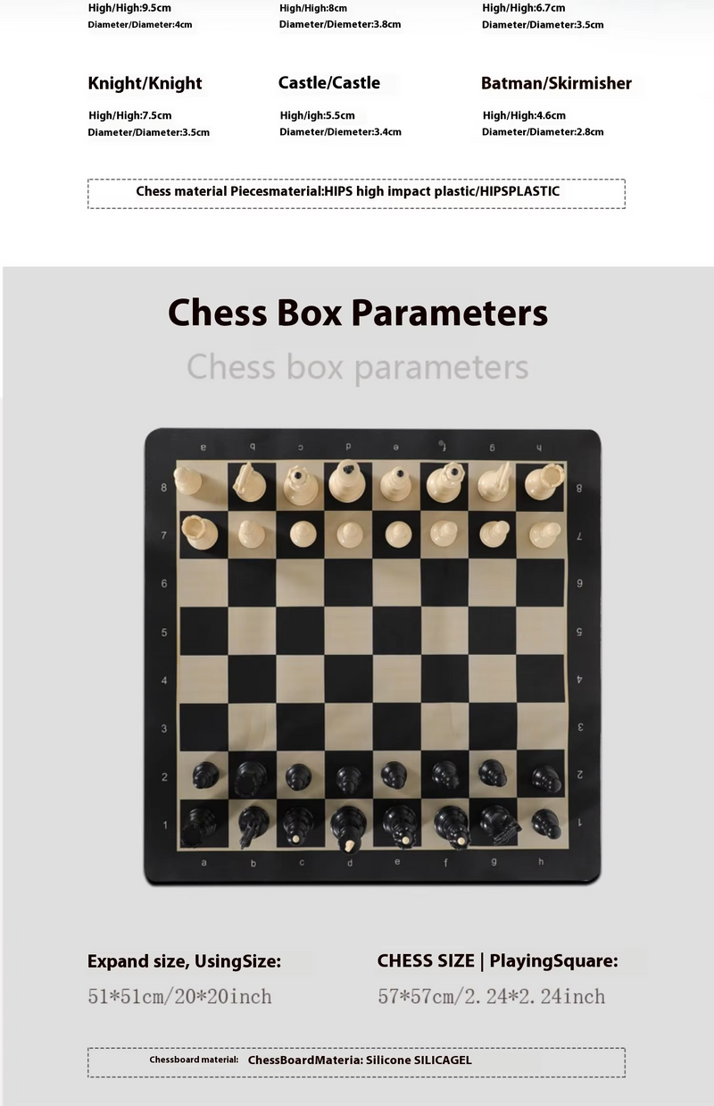 Zagreb ABS Plastic Chess Set with Silicone Board & Carry Bag