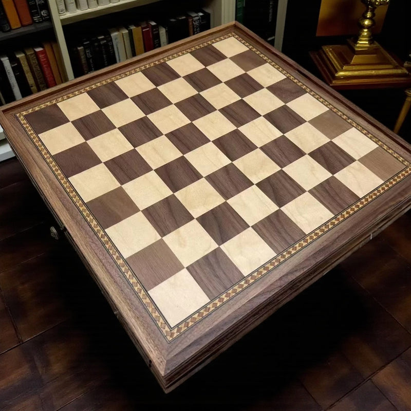 15 Inch Deluxe Walnut Drawer Chess Set