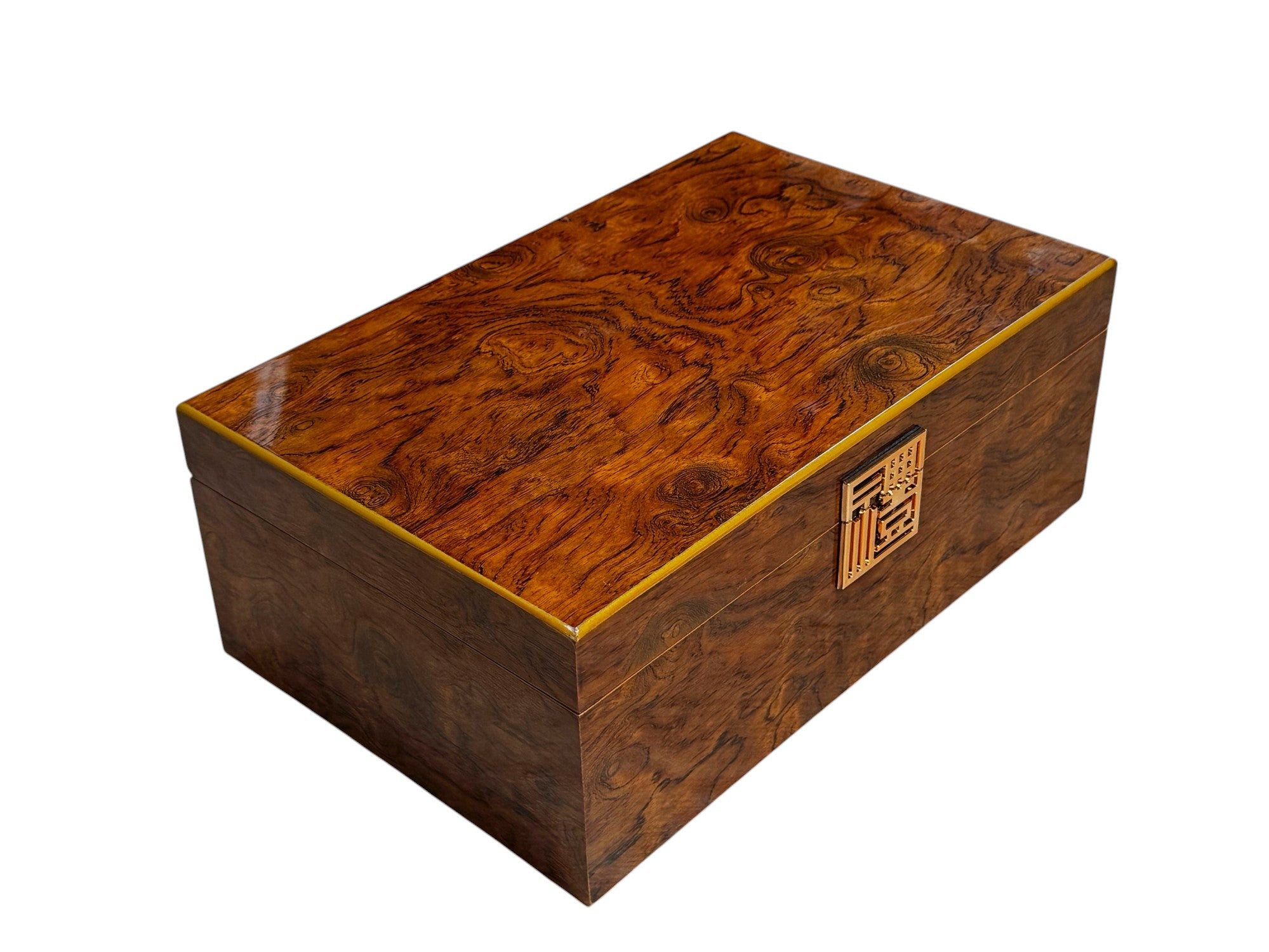 Walnut Burlroot Chess Box – Fits Pieces up to 6-Inch King