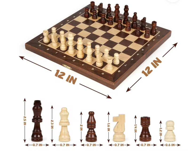 12” Algebraic Walnut Magnetic Chess Set