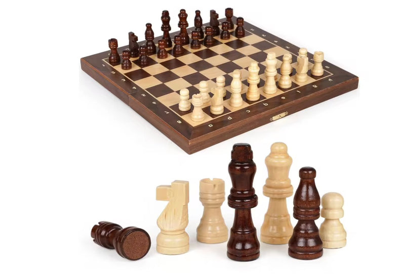 12” Algebraic Walnut Magnetic Chess Set