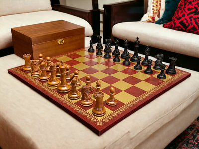 Antique Paulsen Chess Pieces, Italian Retro Chessboard & Mahogany Box - Official Staunton™ 