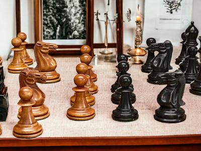 Antique Paulsen Chess Pieces, Italian Retro Chessboard & Mahogany Box - Official Staunton™ 