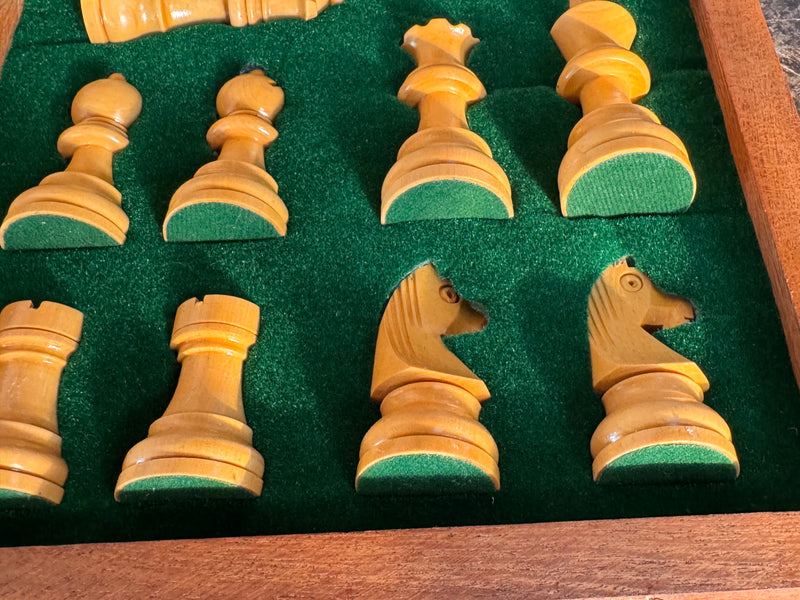 14" Hand Made Acacia Magnetic Folding Chess Set