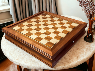 15" Mahogany Frame Drawer Chess Board - Official Staunton™ 