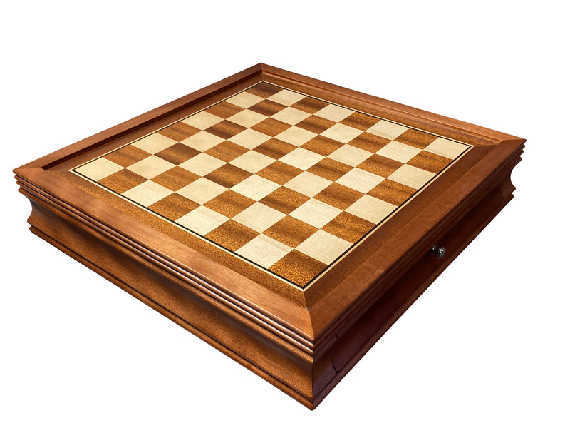 15" Mahogany Frame Drawer Chess Board - Official Staunton™ 