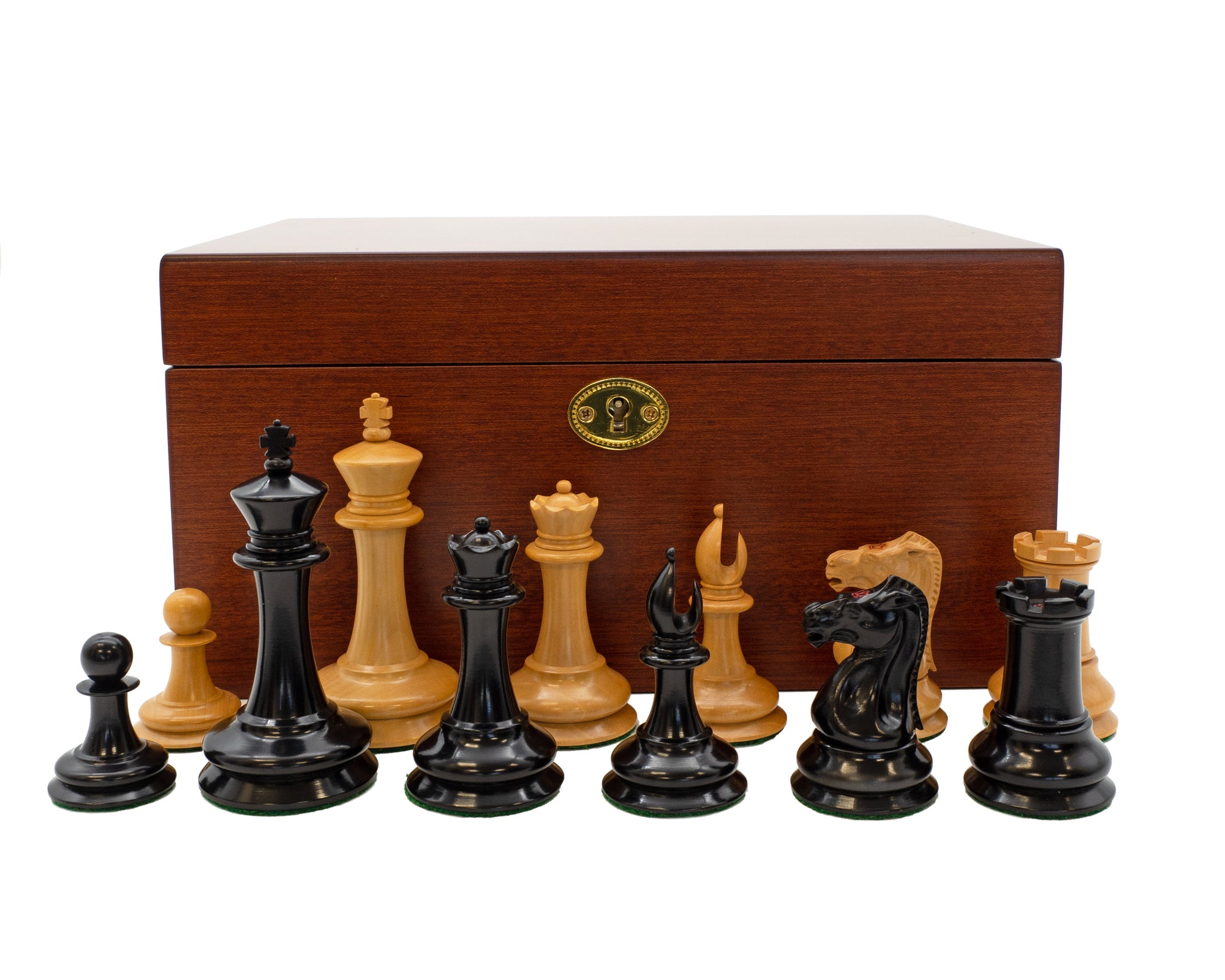 3.5" Leuchars 2 - Chess Pieces & Mahogany Hinged Box