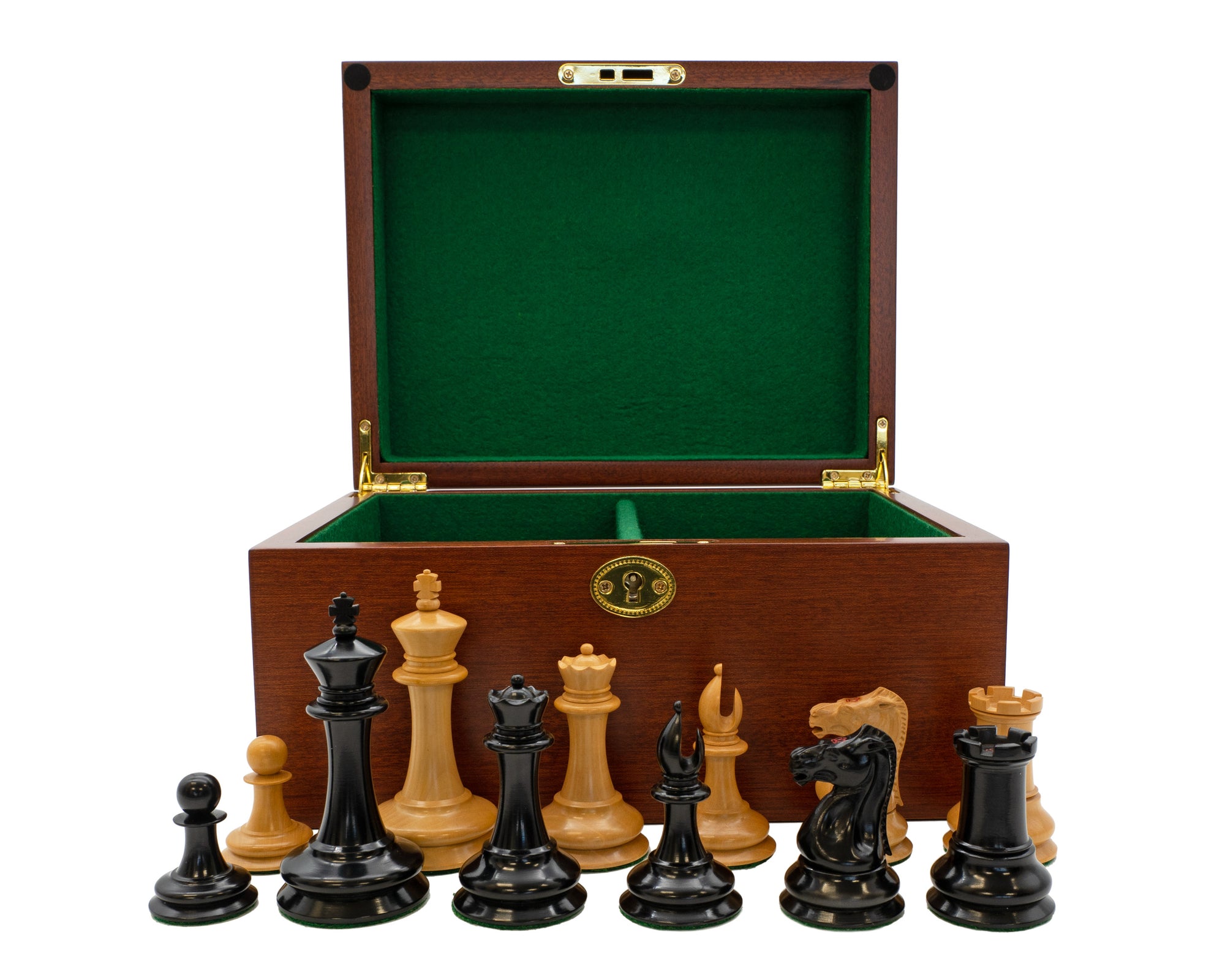 3.5" Leuchars 2 - Chess Pieces & Mahogany Hinged Box