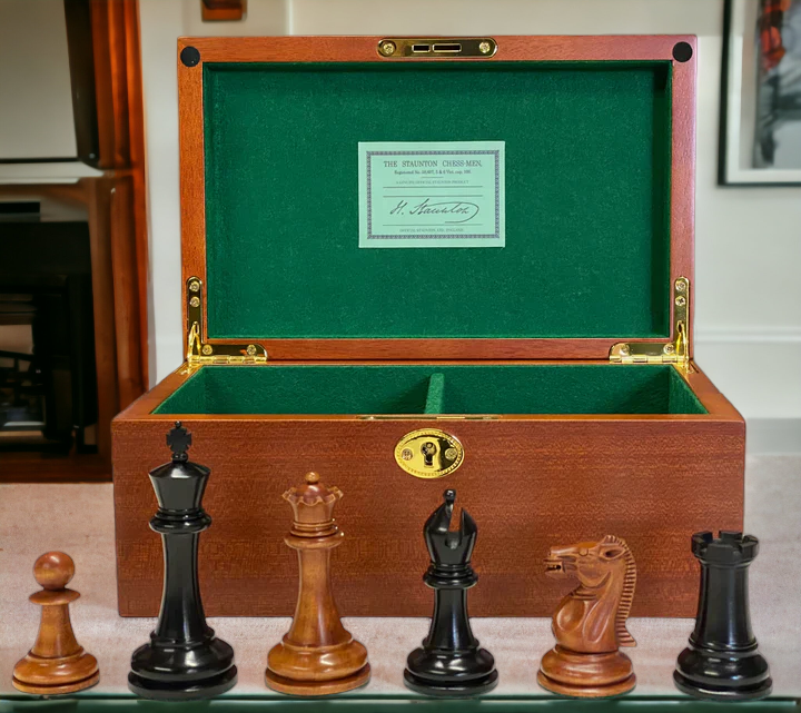 Antique Paulsen Chess Pieces, Italian Retro Chessboard & Mahogany Box - Official Staunton™ 