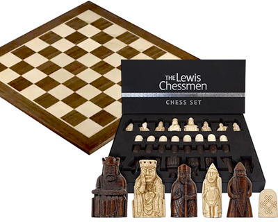 Isle of Lewis Chess Pieces & 19" Walnut Chess Board - Official Staunton™ 