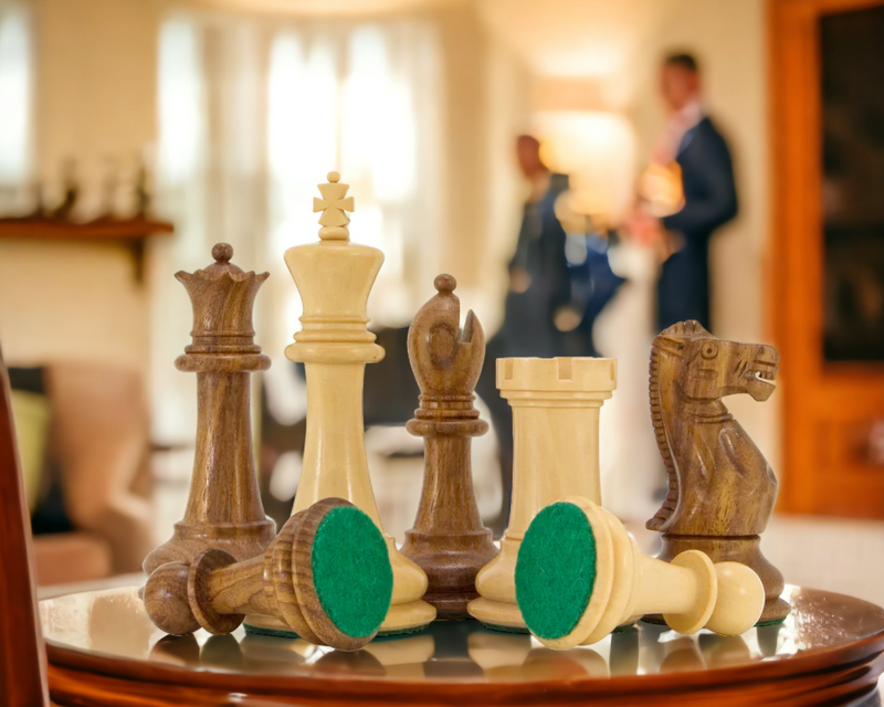 Old English Acacia Boxwood Chess Pieces - Official Staunton™ 