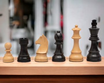 3.75" Classic Ebonised Chess Pieces & Bag - Official Staunton™ 