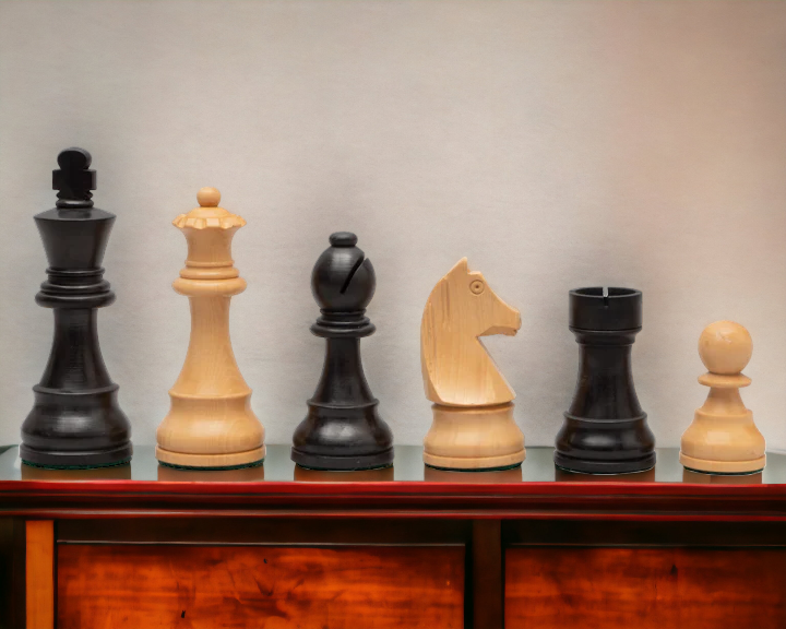 3.75" Classic Ebonised Chess Pieces & Bag - Official Staunton™ 