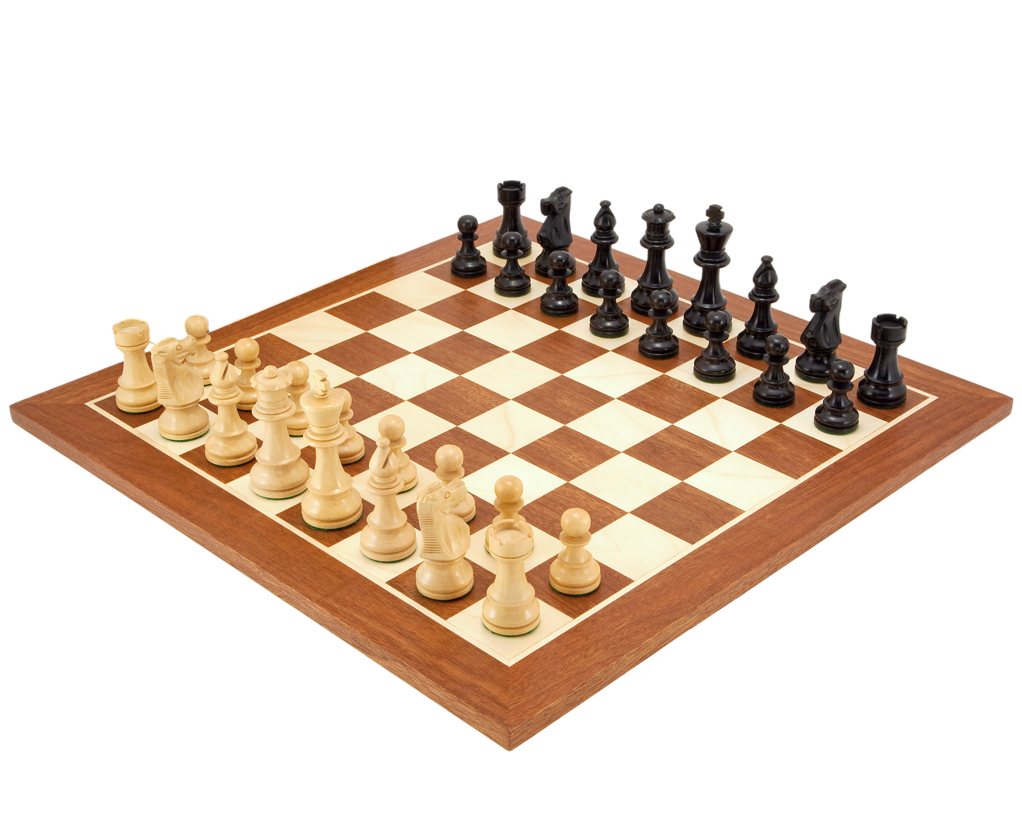British Black Mahogany Chess Set & Mahogany Box