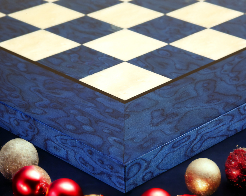 Black Fierce Knight Chessmen and Italian Blue Erable Chess Board - Official Staunton™ 