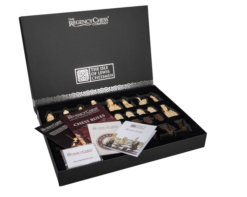 The Isle Of Lewis Teak Italian Walnut Prestige Chess Set
