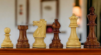 British Acacia Mahogany Chess Set & Mahogany Box - Official Staunton™ 