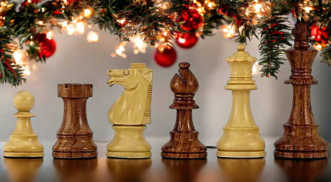 19 Inch Mahogany British Acacia Chess set and Burl root Box - Official Staunton™ 
