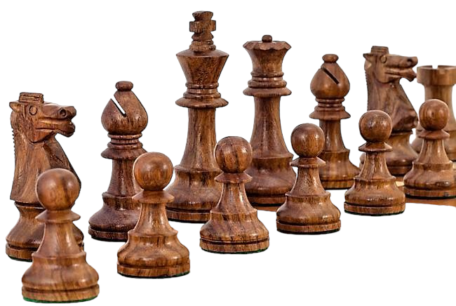 3.75 " British Acacia & Boxwood Chess Pieces & Drawstring Bag - Official Staunton™ 