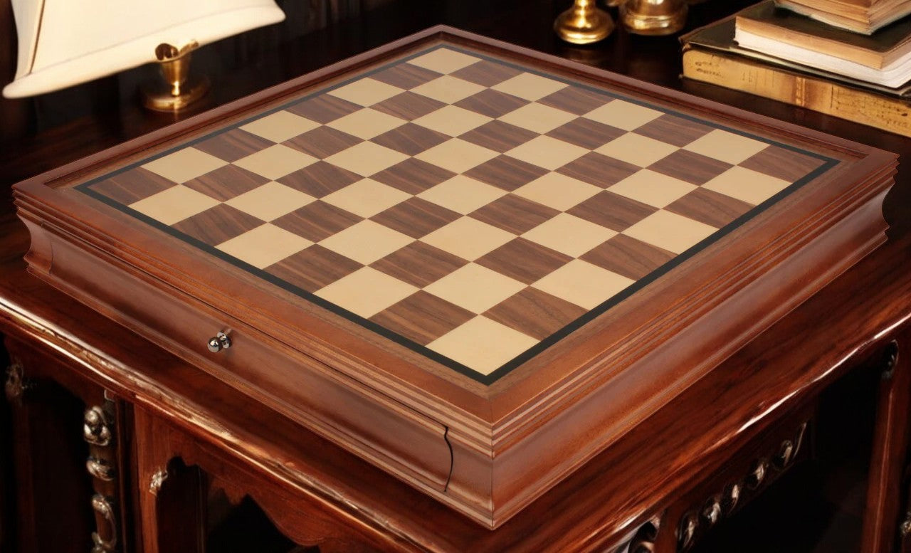 20 Inch Mahogany Walnut Drawer Chess Board - Official Staunton™ 