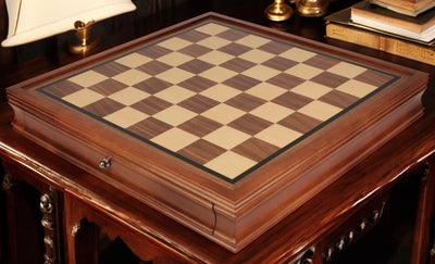 20 Inch Mahogany Walnut Drawer Chess Board - Official Staunton™ 