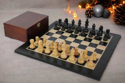 15.75 Inch Anegre Classic Chess Set and Slide lid Box - Official Staunton™ 