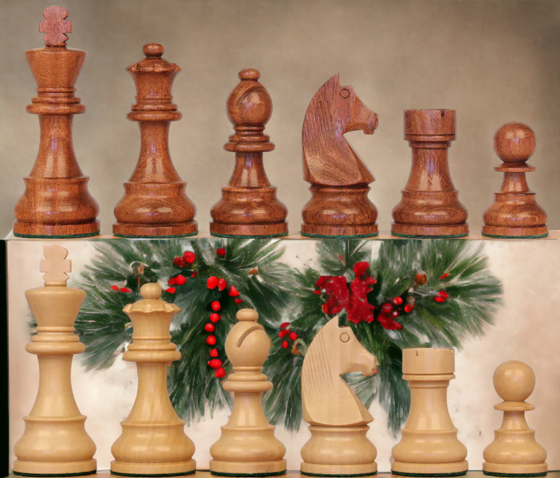 15.75 Inch Mahogany Acacia Carry All Chess Set - Official Staunton™ 