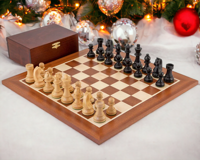 15.75 Inch Mahogany Ebonised Classic Chess Set - Official Staunton™ 