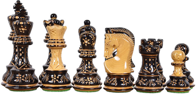 Artistic Burnt Russian Chess Pieces - Official Staunton™ 