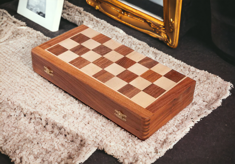 14" Hand Made Acacia Magnetic Folding Chess Set - Official Staunton™ 