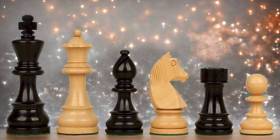 15.75 Inch Mahogany Ebonised Classic Chess Set - Official Staunton™ 