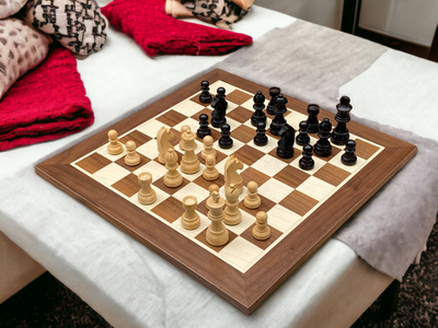 15:75 Inch Walnut Black Classic Wooden Chess Set & Box - Official Staunton™ 