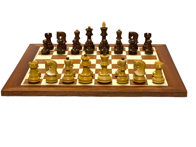 3"Zagreb Russian Acacia Chess Pieces 15.75" Mahogany Board and Box - Official Staunton™ 