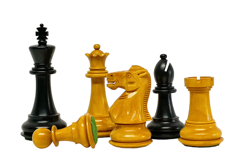 1972 Antique and Black English Chess Pieces - Official Staunton™ 
