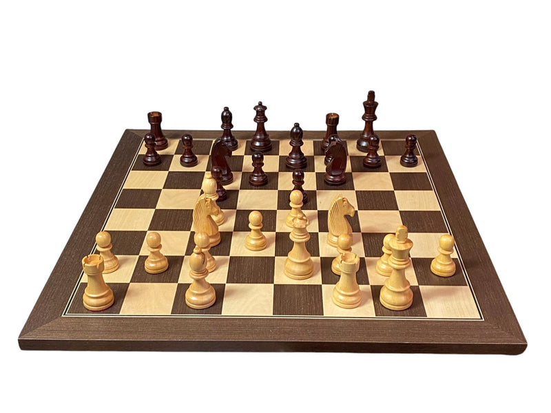 Grandmaster Chess Set – 4" Burgundy & Natural Pieces with 20" Wenge Board & Vinyl Box