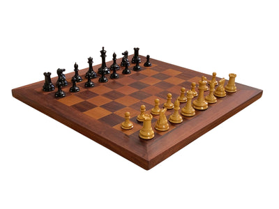 Leuchars Cooke 1849 Reproduction Chess Set with Antiqued 21-Inch Chessboard - Slide Lid Box