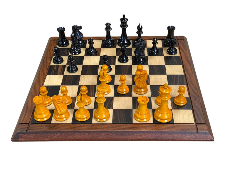 1849 Antique Ebony Staunton Chess Set with 21-Inch Ebony Golden Rosewood Board and Vinyl Box