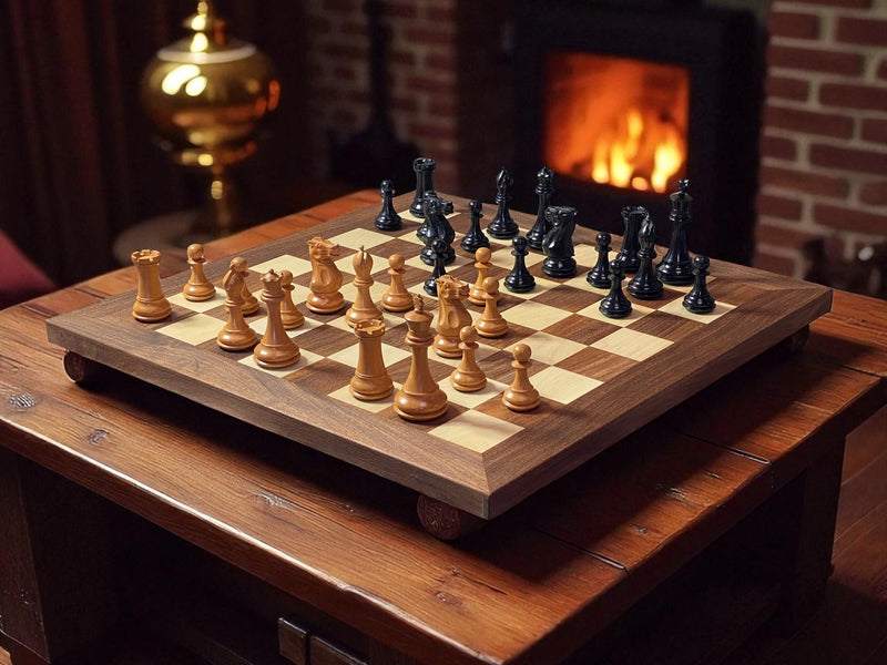Staunton Antique Collector Chess Set with Solid Wood 21-Inch Board & Vinyl Box