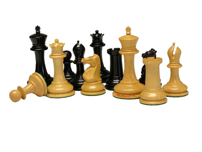 3.5 Inch DropJaw Ebony Chess Set & Mahogany Slide Box - Official Staunton™ 