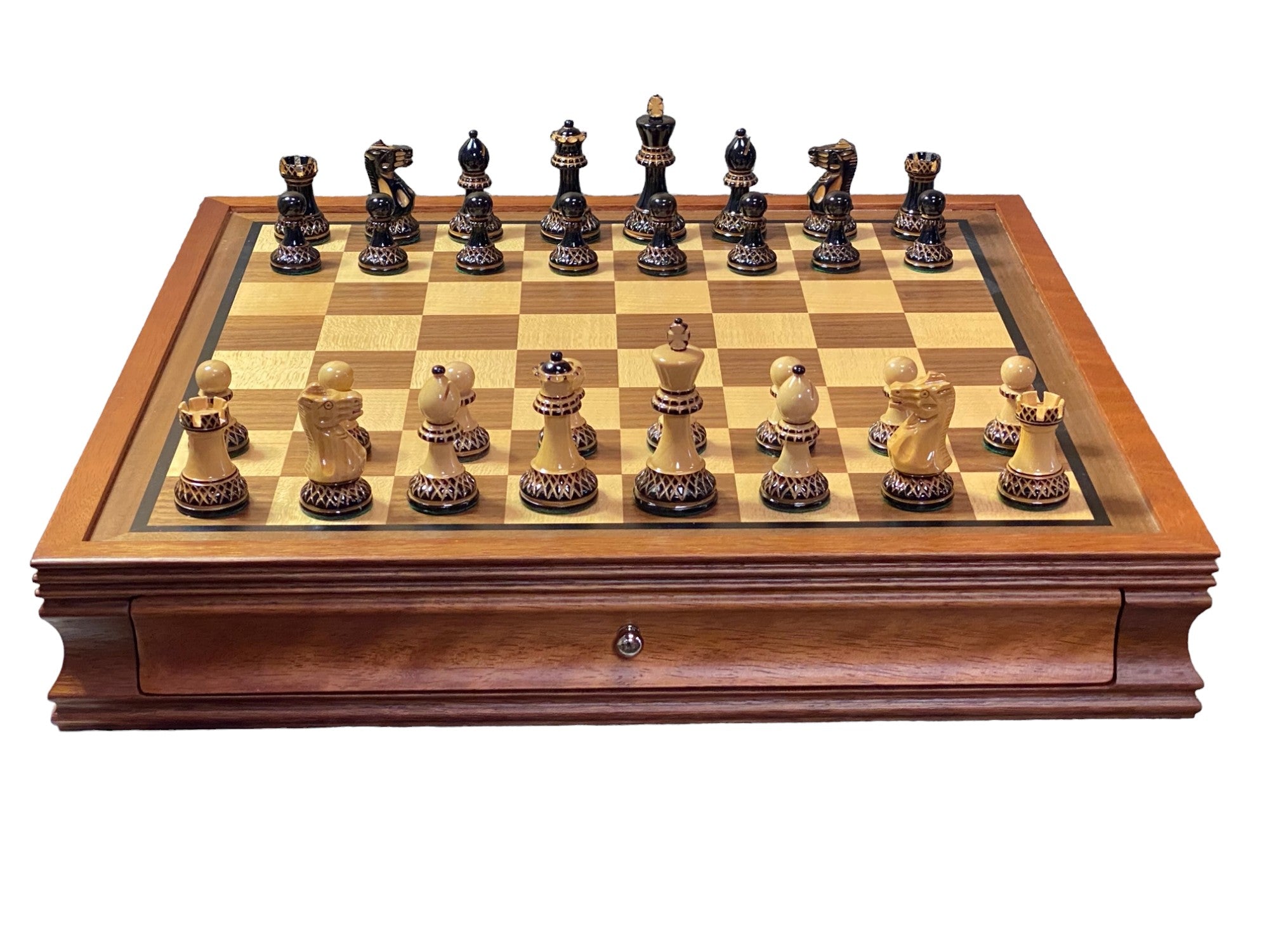Parker Mahogany Drawer Chess Set - Official Staunton™ 