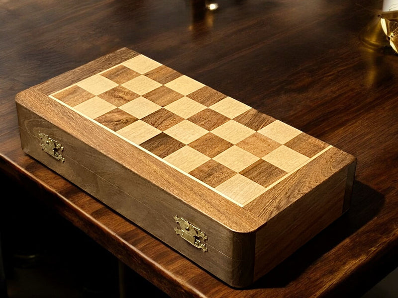 10 Inch Folding Magnetic Chess Set with Brass Clasp - Official Staunton™ 