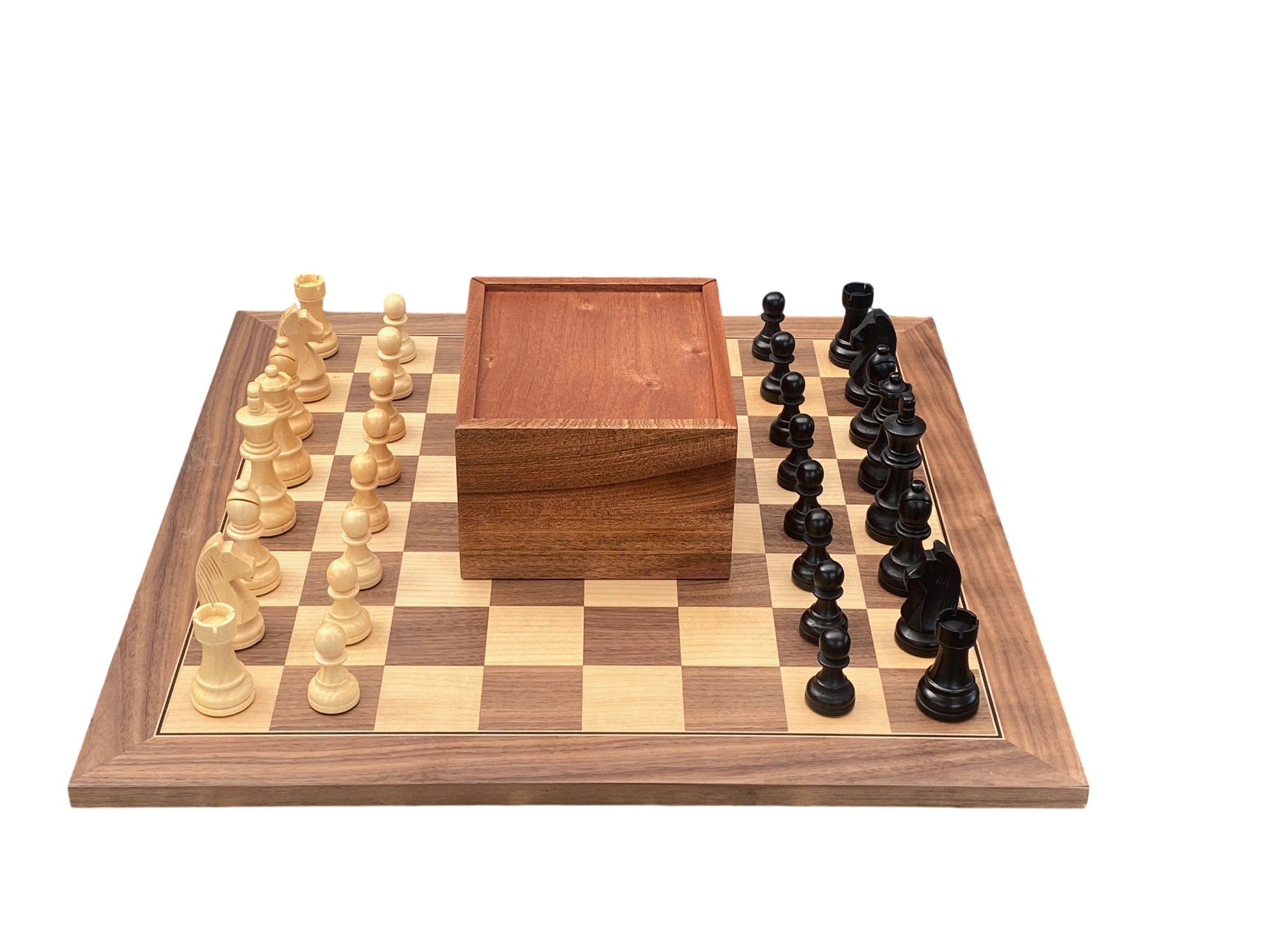 3.75" Grandmaster Black Walnut Deluxe Chess Set and Slide Lid Box