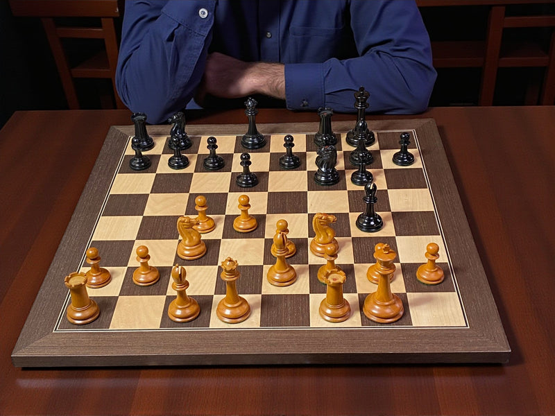 3.5" Antique Harrwitz Pieces, 20" Wenge Deluxe Board, Vinyl Box